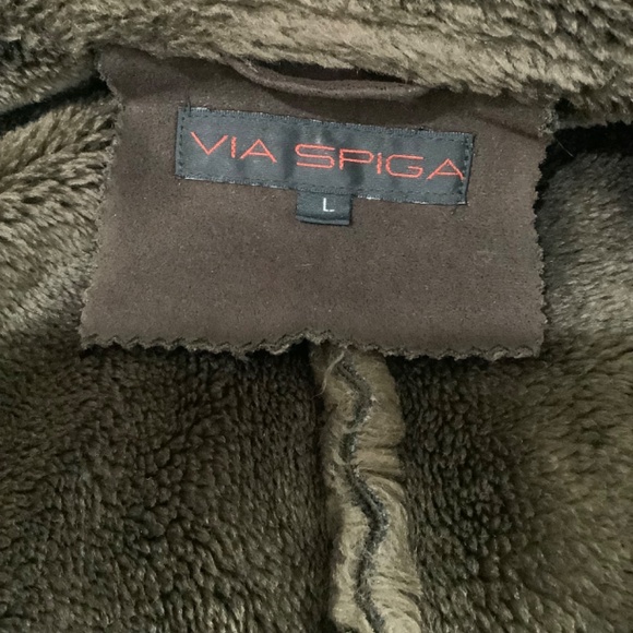 VIA SPIGA faux suede coat fur-lined Large - Picture 6 of 9